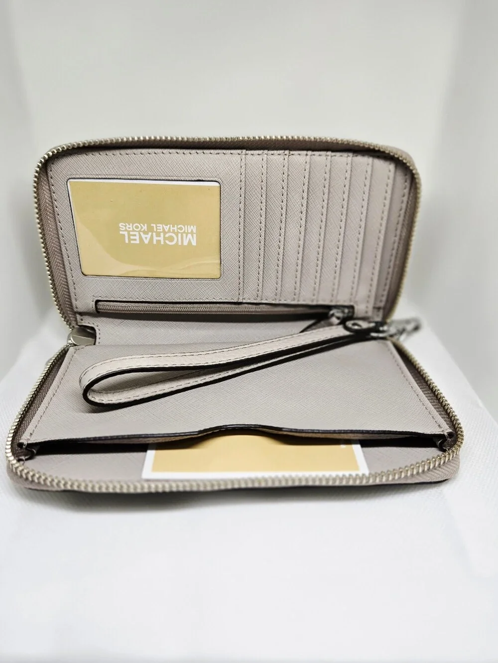 Michael Kors Pebble Leather Wristlet Wallet in Taupe